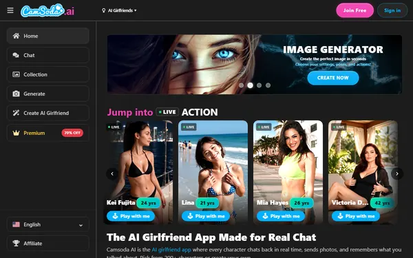 Screenshot of CamSoda AI, censored