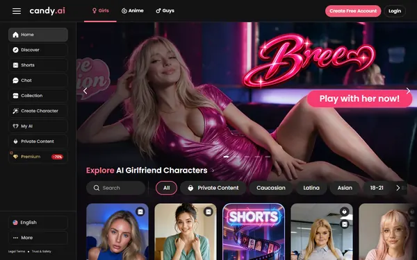 Screenshot of Candy AI, censored