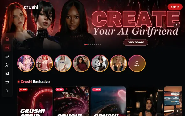 Screenshot of Crushi AI, censored