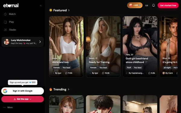 Screenshot of Eternal AI, censored