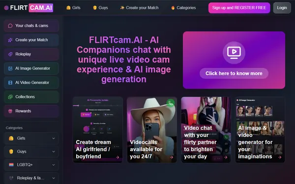 Screenshot of FlirtCam AI, censored