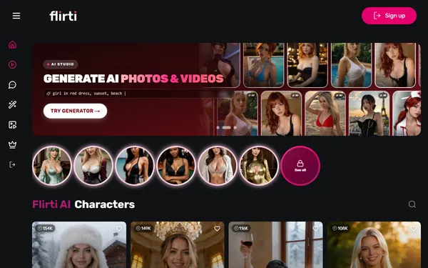 Screenshot of Flirti AI, censored