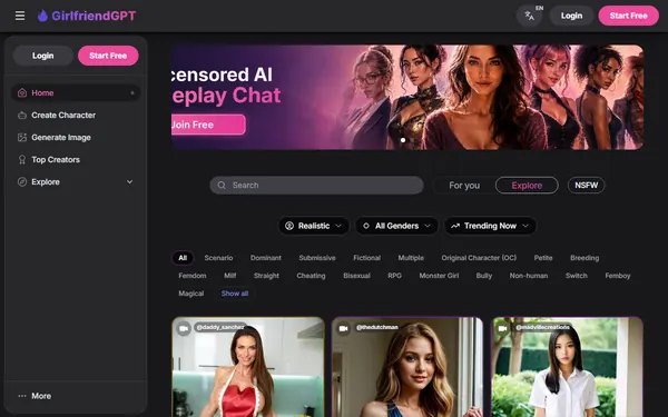 Screenshot of GirlfriendGPT, censored