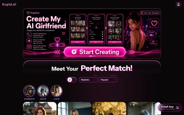 Screenshot of Kupid AI, censored