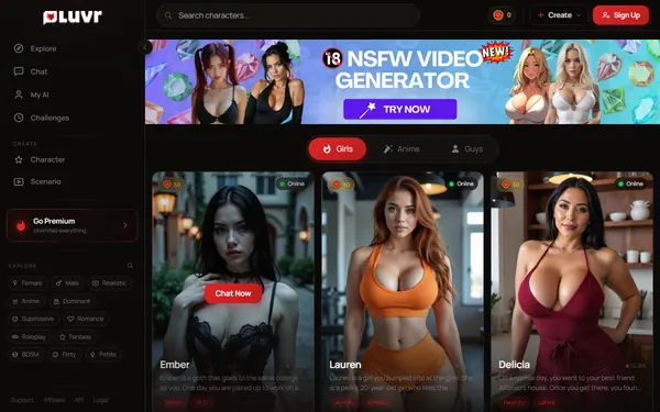 Screenshot of Luvr AI, censored