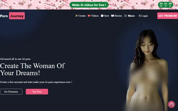 Screenshot of PornJourney, censored