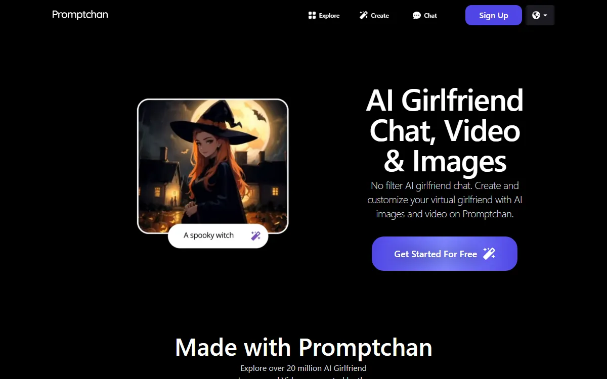 Screenshot of Promptchan, censored