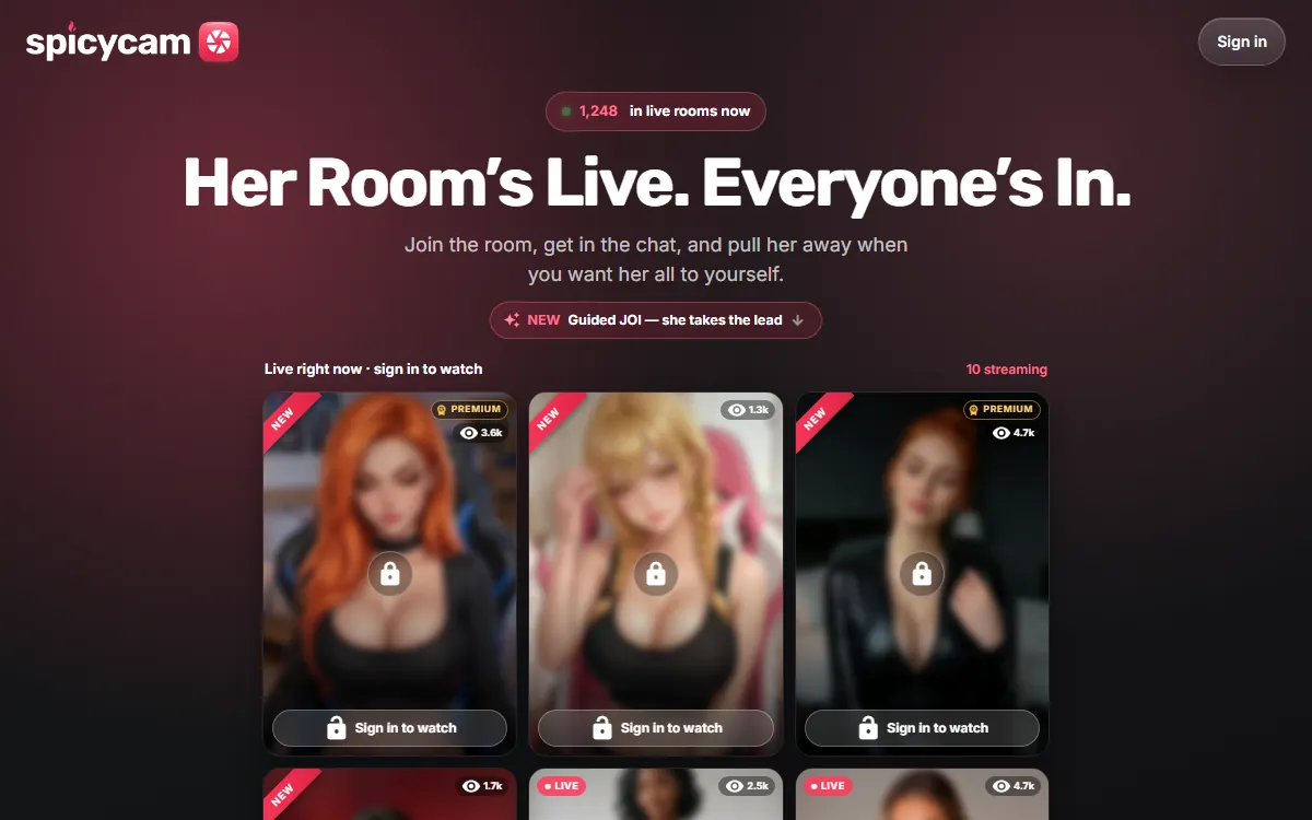 Screenshot of SpicyCam AI, censored